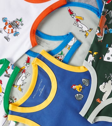 Set of 7 cotton-blend jersey tank tops | Stella McCartney Kids
