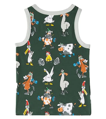 Set of 7 cotton-blend jersey tank tops | Stella McCartney Kids