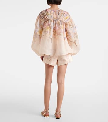 Blouse Illuminate en lin et soie à fleurs | Zimmermann