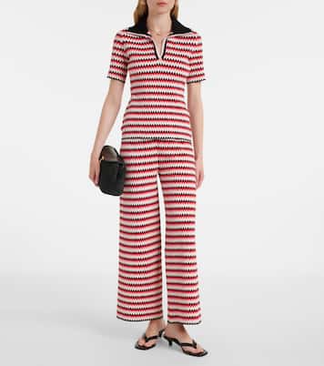 Checkers knitted wide-leg pants | La DoubleJ