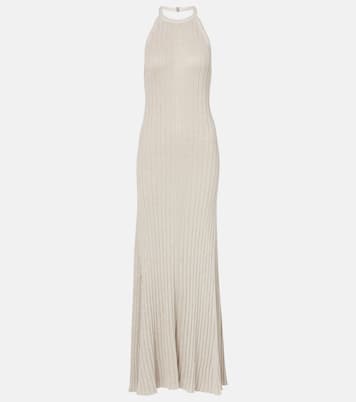 Ribbed-knit halterneck lamé maxi dress | Tom Ford