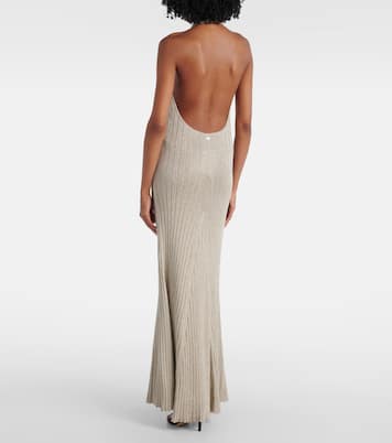 Ribbed-knit halterneck lamé maxi dress | Tom Ford