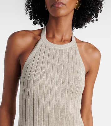 Ribbed-knit halterneck lamé maxi dress | Tom Ford