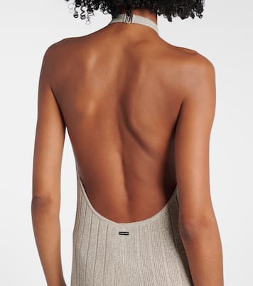 Ribbed-knit halterneck lamé maxi dress | Tom Ford