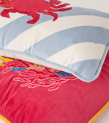 Crab striped cotton velvet cushion | Les-Ottomans