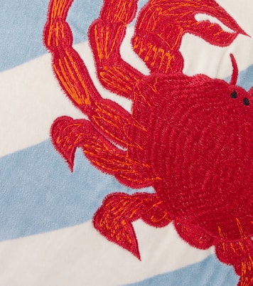 Crab striped cotton velvet cushion | Les-Ottomans