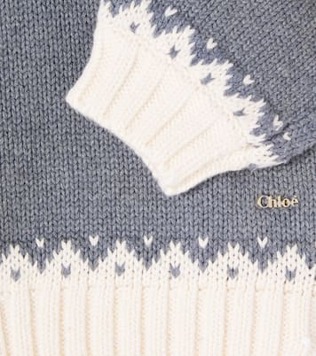 Intarsia cotton and wool sweater | Chloé Kids
