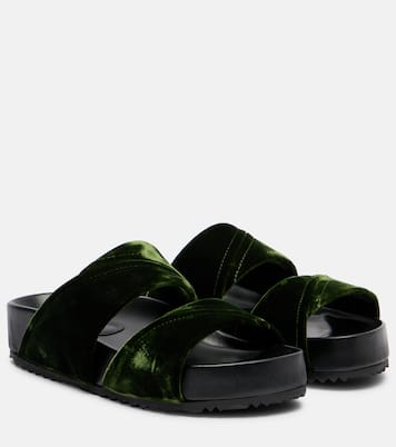 Leather-trimmed velvet slides | Dries Van Noten