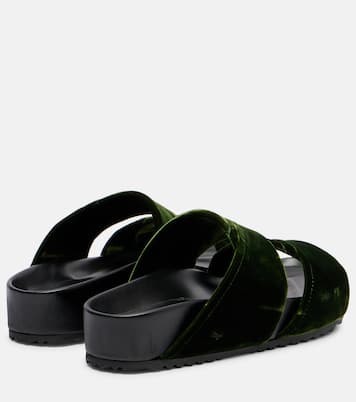 Leather-trimmed velvet slides | Dries Van Noten
