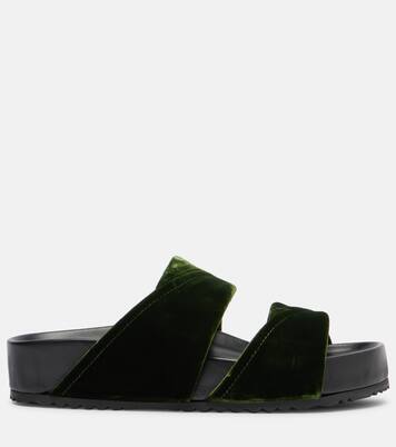 Leather-trimmed velvet slides | Dries Van Noten