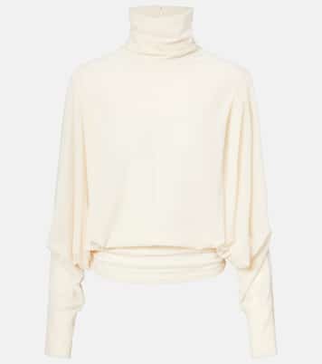 Ruched velvet turtleneck top | Xu Zhi