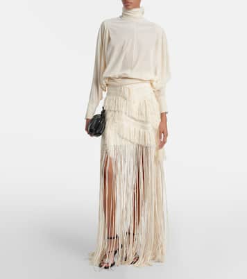Ruched velvet turtleneck top | Xu Zhi