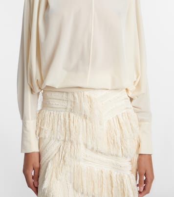 Ruched velvet turtleneck top | Xu Zhi
