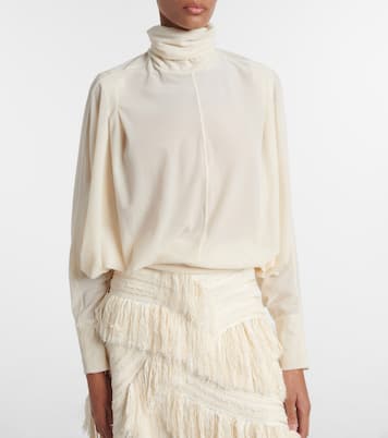 Ruched velvet turtleneck top | Xu Zhi