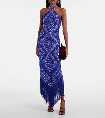 Nina fringed sequined maxi dress | Taller Marmo