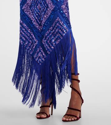 Nina fringed sequined maxi dress | Taller Marmo