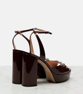 Lady Horsebit 85 patent leather sandals | Gucci