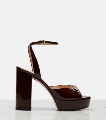 Lady Horsebit 85 patent leather sandals | Gucci