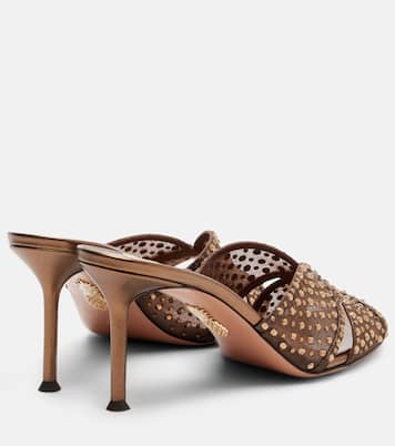 Crystal Lover embellished tulle mules | Aquazzura