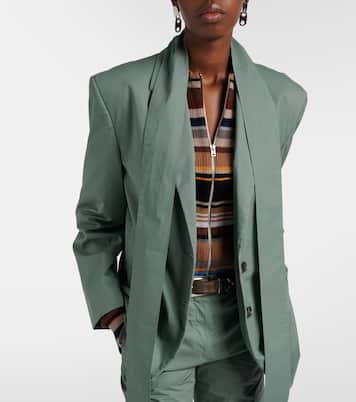 Scarf-detail oversized cotton twill blazer | Acne Studios