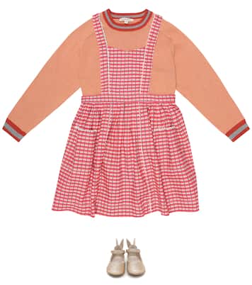 Donnington checked pinafore dress | Caramel