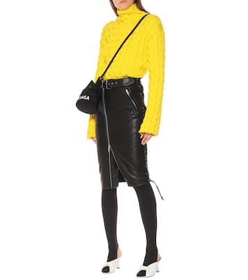 Falda tubo de piel de tiro alto | Balenciaga