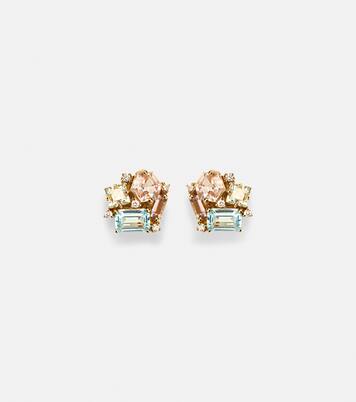 Pastel Blossom 14kt gold earrings with amethysts, topaz and diamonds | Suzanne Kalan