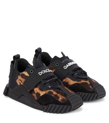 NS1 leopard-panel leather sneakers | Dolce&Gabbana Kids