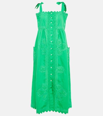 Embroidered cotton poplin midi dress | Juliet Dunn