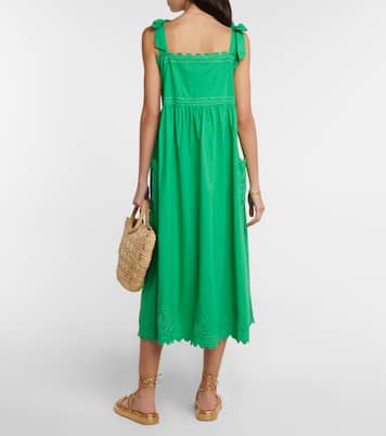Embroidered cotton poplin midi dress | Juliet Dunn