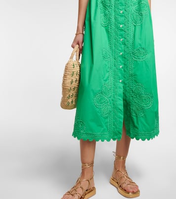 Embroidered cotton poplin midi dress | Juliet Dunn