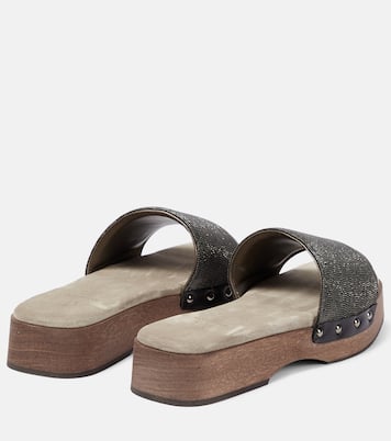Embellished clog slides | Brunello Cucinelli