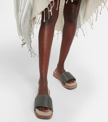 Embellished clog slides | Brunello Cucinelli