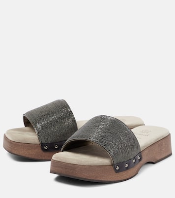Embellished clog slides | Brunello Cucinelli