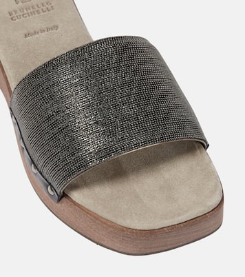 Embellished clog slides | Brunello Cucinelli