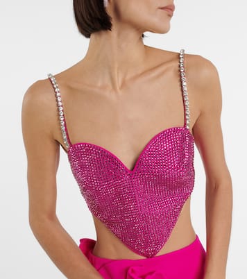 Heart crystal-embellished wool crop top | Area
