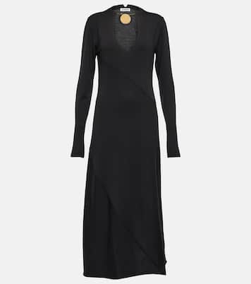 V-neck virgin wool midi dress | Jil Sander