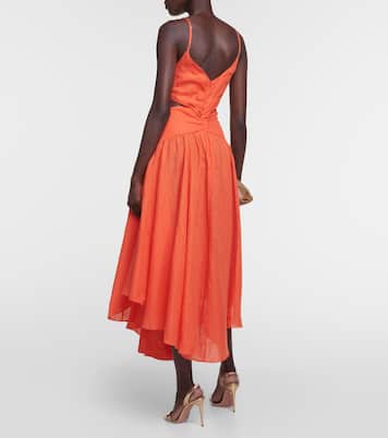 Vestido midi Raie de lino con aberturas | Zimmermann