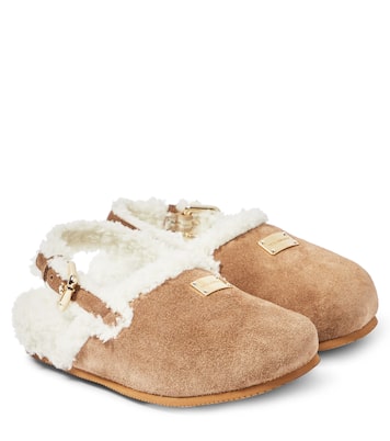 Slippers in suede e pelliccia sintetica | Dolce&Gabbana Kids