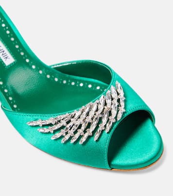 Lumada 50 embellished satin mules | Manolo Blahnik