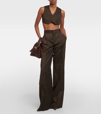 Pinstripe cropped wool-blend vest | Jean Paul Gaultier
