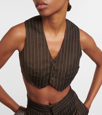 Pinstripe cropped wool-blend vest | Jean Paul Gaultier