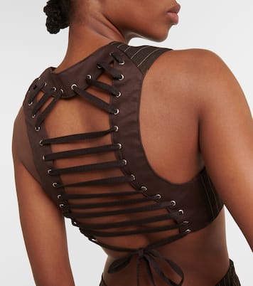 Pinstripe cropped wool-blend vest | Jean Paul Gaultier