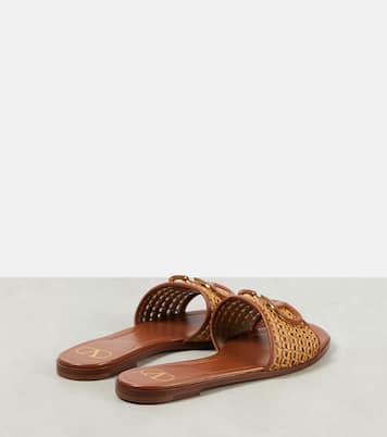 VLogo Signature raffia slides | Valentino Garavani