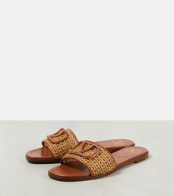 VLogo Signature raffia slides | Valentino Garavani