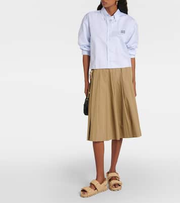Sandali in rafia con pelle e logo | Miu Miu