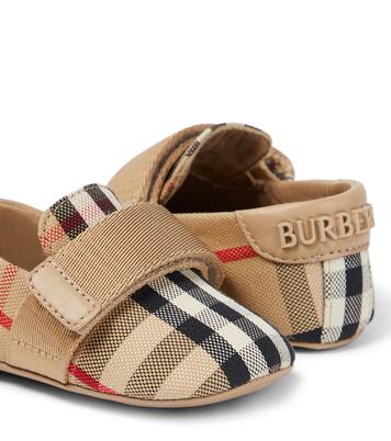Baby Burberry Check slip on shoes in beige Burberry Kids Mytheresa