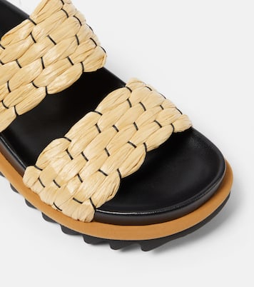 Woven and raffia and leather slides | Dries Van Noten
