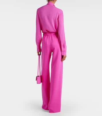 Pantaloni a palazzo in seta a vita alta | Valentino