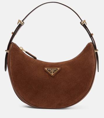 Borsa a spalla Arqué Small in suede | Prada